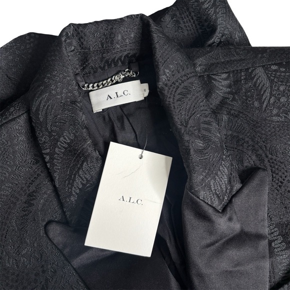 A.L.C. Women's Black Floral Textured Double-Breasted Blazer Suit Jacket | Size 6 - Picture 3 of 5